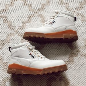 white fila grunge boots